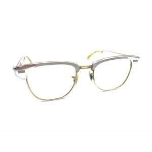 USO Vintage Silver Chrome Gold Alum Browline Eyeglasses Frames 48-20 145 Retro